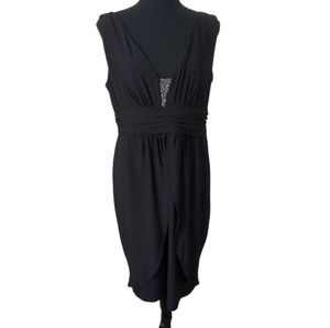 ♥️ONE DAY SALE Nwt Dressbarn Solid Black Beaded Ruched Sleeveless Dress